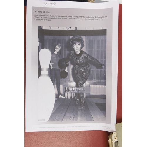 1553 - Press agency black and white fashion photographs, 1960's (62) many models named verso