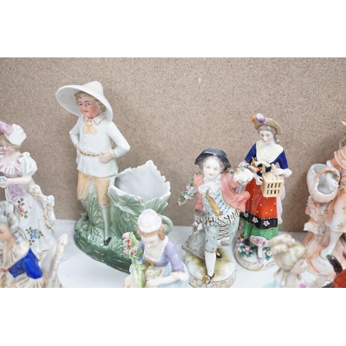 1561 - A large collection of small to medium German, French and English porcelain figurines and groups, tal... 