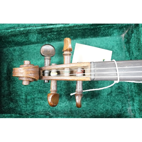 1584 - A 19th century Violin, lob. 35.5cm and bow in case