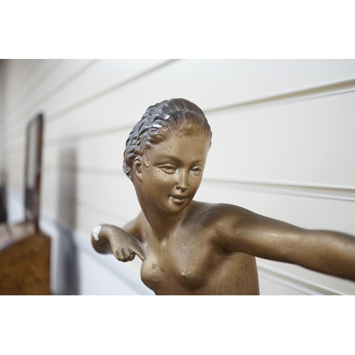 1587 - An Art deco style plaster figure 55cm