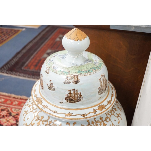 1588 - A large Chinese enamelled porcelain  vase and cover on stand 100cm