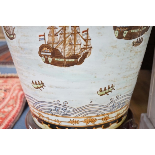 1588 - A large Chinese enamelled porcelain  vase and cover on stand 100cm