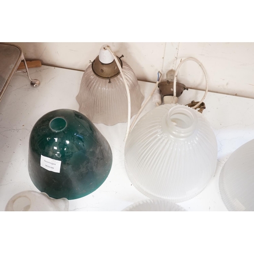 1597 - A collection of 11 late 19th/early 20th century glass light shades