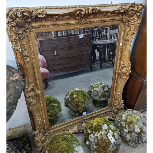 1014 - A late Victorian giltwood and gesso rectangular wall mirror, width 100cm, height 122cm