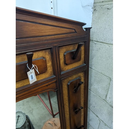 1035 - A 19th century Continental mahogany mirrored hall stand, width 107cm, height 135cm