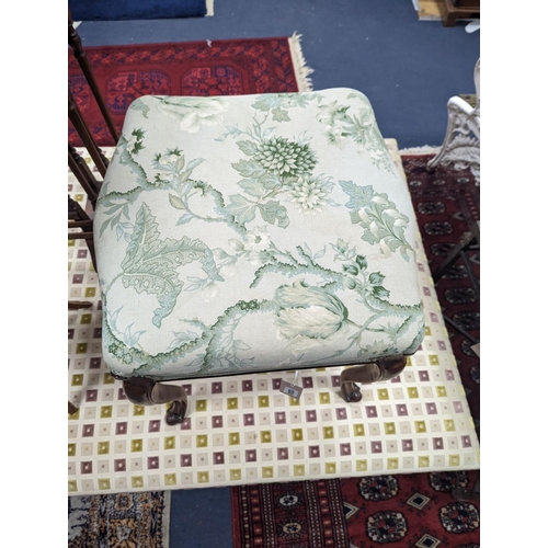 1044 - A Victorian upholstered dressing stool, width 46cm, depth 46cm, height 42cm