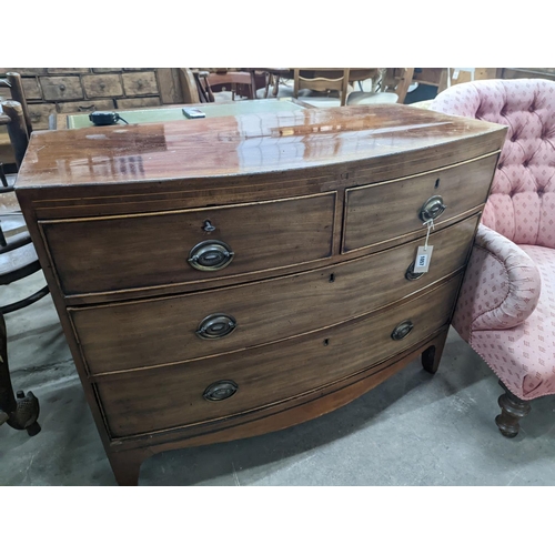 1057 - A Regency mahogany bowfront chest, width 104cm, depth 50cm, height 81cm