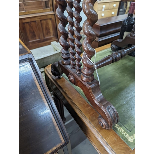 1064 - A 19th century Continental rosewood work table on spiral turned supports width 73cm, depth 45cm, hei... 