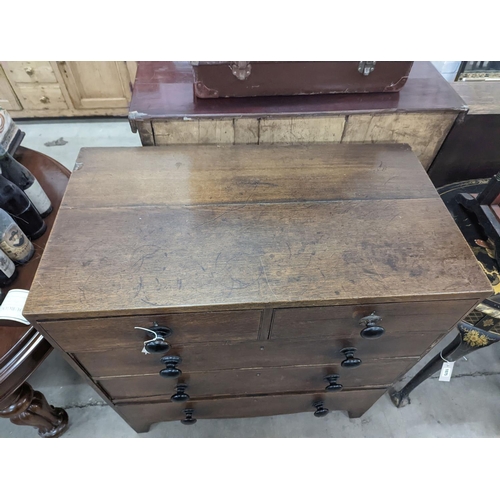 1072 - A Regency provincial oak chest, width 90cm, depth 49cm, height 99cm