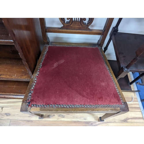 1088 - A pair of Edwardian inlaid mahogany lyre back chairs