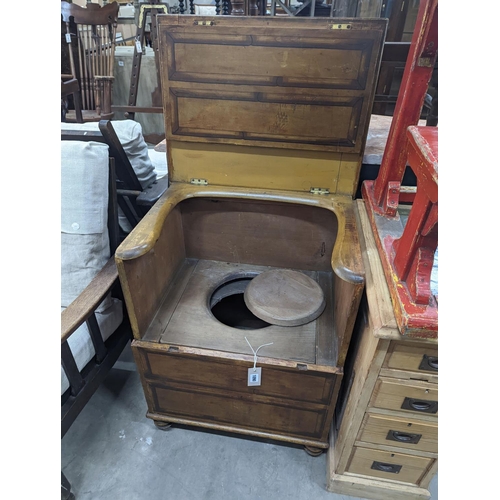 1090 - A 19th century painted pine hinged top commode, width 61cm, depth 50cm, height 77cm