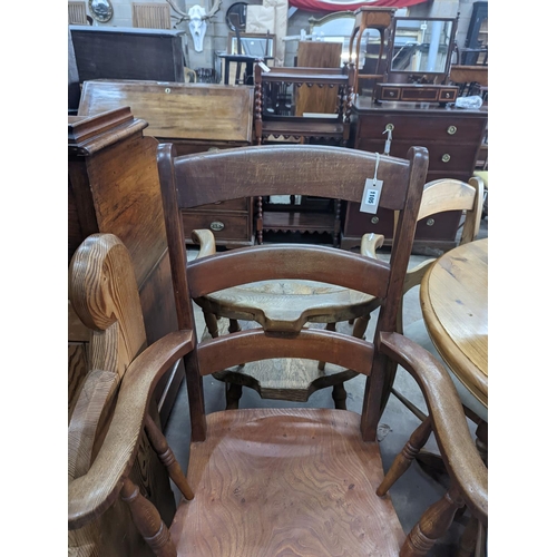 1105 - A Victorian elm and beech Windsor armchair, width 64cm, depth 50cm, height 112cm