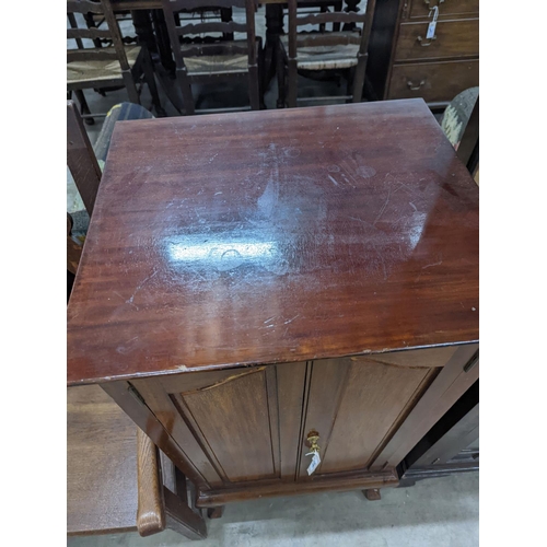 1142 - An Edwardian mahogany sheet music cabinet, width 52 cms, depth 46 cms, height 103 cms.