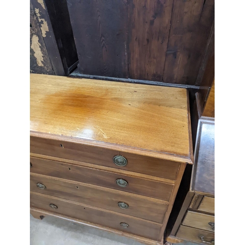 1146 - A Regency mahogany two part chest of four long drawers, width 100cm, depth 50cm, height 102cm... 