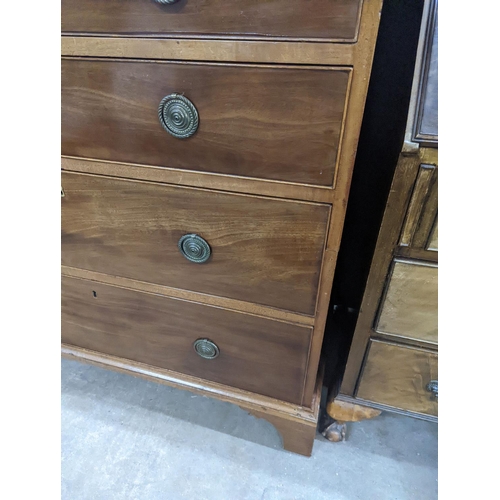 1146 - A Regency mahogany two part chest of four long drawers, width 100cm, depth 50cm, height 102cm... 