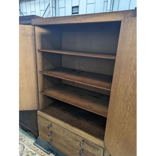 1148 - An early 20th century Japanese influence walnut and rosewood compactum wardrobe, length 166cm, depth... 