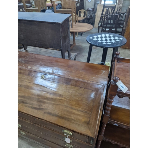 1151 - A George III mahogany bureau, width 107cm, depth 54cm, height 104cm