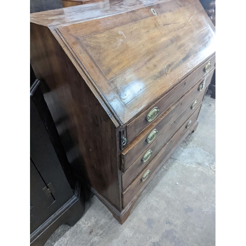 1151 - A George III mahogany bureau, width 107cm, depth 54cm, height 104cm