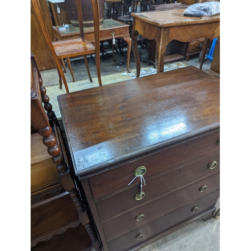 1154 - An Edwardian mahogany mahogany chest fitted four long drawers, width 78cm, depth 48cm, height 98cm... 