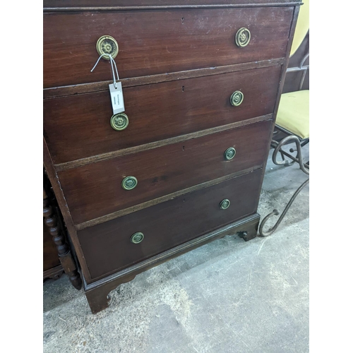 1154 - An Edwardian mahogany mahogany chest fitted four long drawers, width 78cm, depth 48cm, height 98cm... 