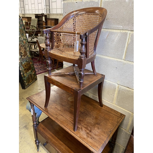 1162 - A Victorian caned mahogany child's high chair on stand, width 39cm, depth 39cm, height 90cm... 