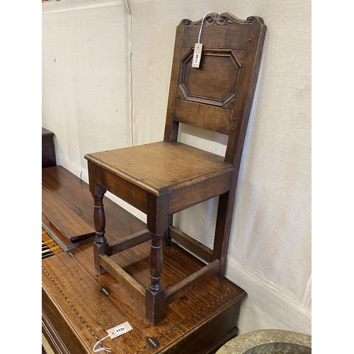 1163 - An 18th century and later oak back stool