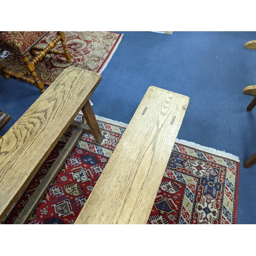 1165 - A pair of 19th century French provincial oak bench seats, length 170cm, depth 22cm, height 44cm... 