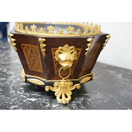 1167 - A French gilt metal mounted marquetry inlaid jardiniere, width 44cm, depth 25cm, height 19cm... 