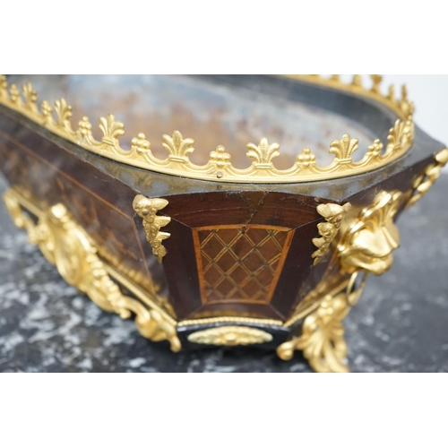 1167 - A French gilt metal mounted marquetry inlaid jardiniere, width 44cm, depth 25cm, height 19cm... 