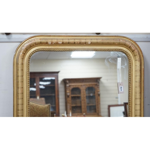 1172 - A 19th century French giltwood overmantel mirror, width 79cm, height 134cm