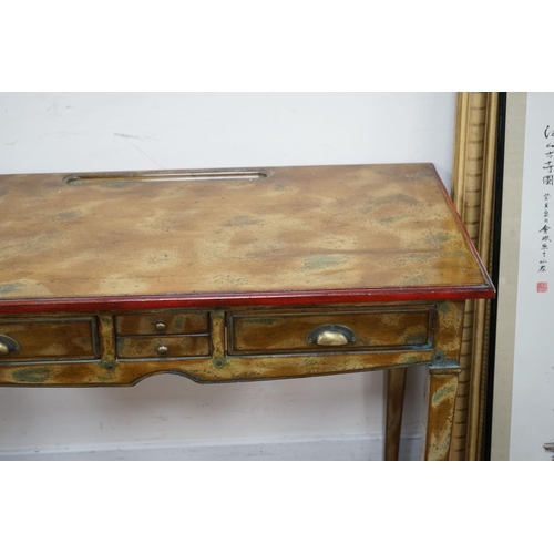 1175 - A provincial painted four drawer dressing table, length 110cm, depth 55cm, height 77cm