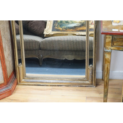 1176 - A 19th century French giltwood overmantel mirror, width 82cm, height 110cm