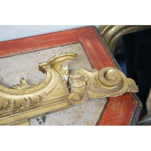 1177 - A 19th century carved giltwood pediment, width 142cm