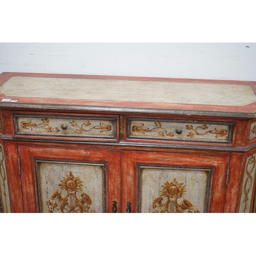 1178 - An 18th century French provincial style painted two door side cabinet, length 150cm, depth 49cm, hei... 