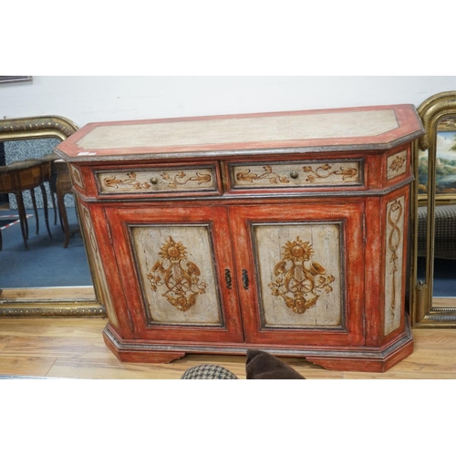 1178 - An 18th century French provincial style painted two door side cabinet, length 150cm, depth 49cm, hei... 