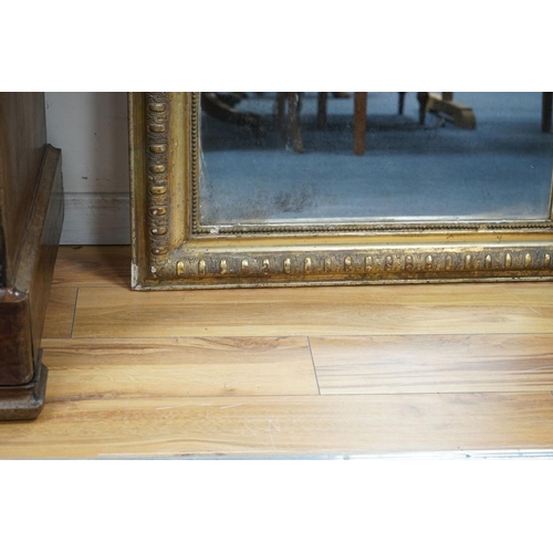 1180 - A 19th century French giltwood overmantel mirror, width 80cm, height 110cm