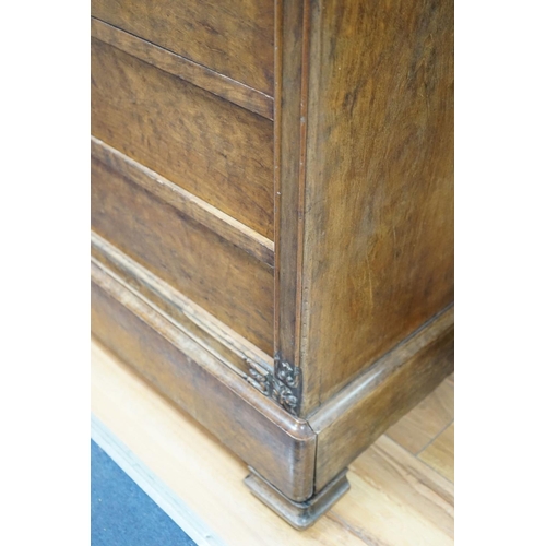 1181 - A 19th century French mahogany marble top commode, width 115cm, depth 57cm, height 96cm