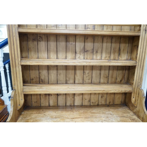 1184 - A 19th century style French provincial pine dresser, length 133cm, depth 50cm, height 220cm... 