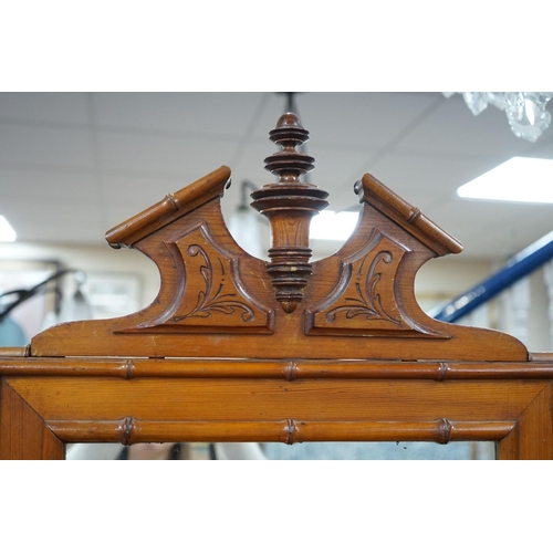 1185 - A 19th century French faux bamboo pitch pine dressing chest, width 101cm, depth 48cm, height 180cm... 