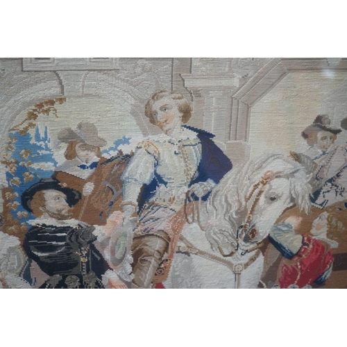 1186 - A 19th century Berlin tapestry panel in cubed parquetry and gilt gesso frame, width 146cm, height 12... 