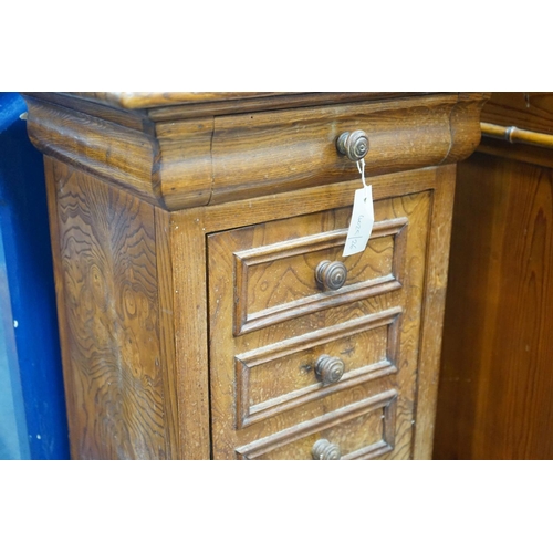 1187 - A 19th century French elm bedside cabinet with dummy drawer front, width 47cm, depth 36cm, height 76... 