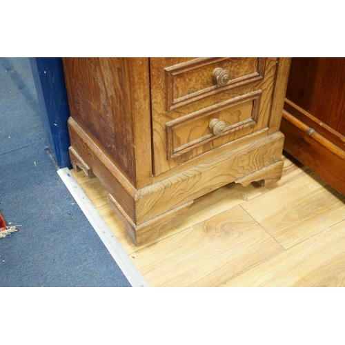 1187 - A 19th century French elm bedside cabinet with dummy drawer front, width 47cm, depth 36cm, height 76... 