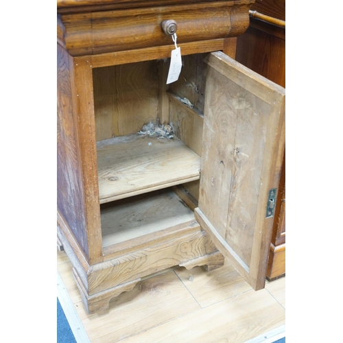 1187 - A 19th century French elm bedside cabinet with dummy drawer front, width 47cm, depth 36cm, height 76... 