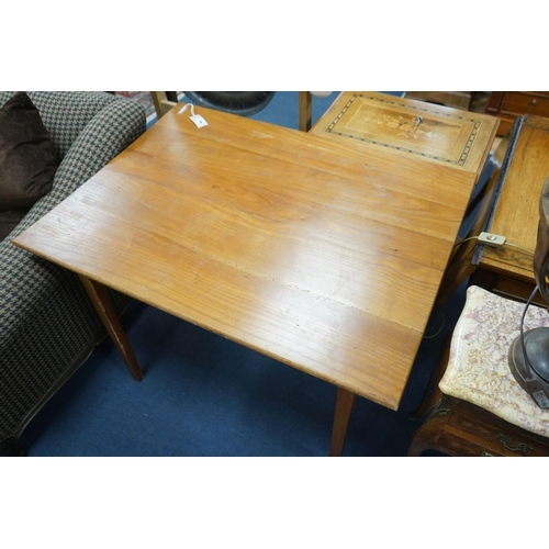 1190 - A small 19th century French provincial rectangular cherry kitchen table with fitted drawer, width 99... 