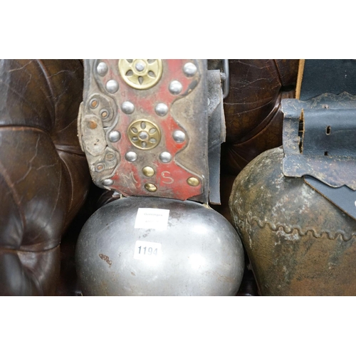 1194 - Two large French or Swiss vintage cow bells, larger 26cm, height 22cm