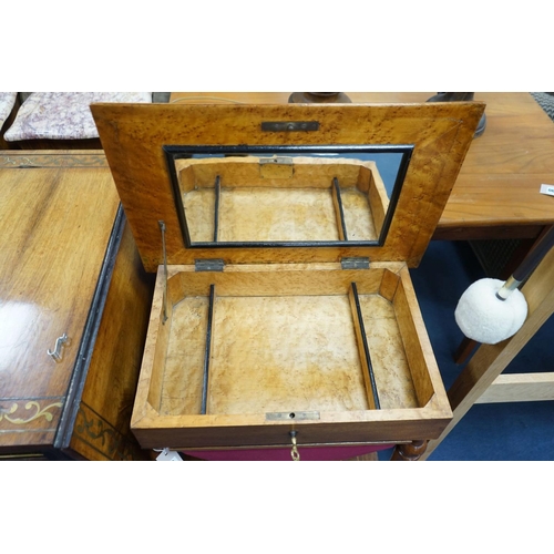 1201 - A 19th century French inlaid walnut work table, width 55cm, depth 37cm, height 71cm