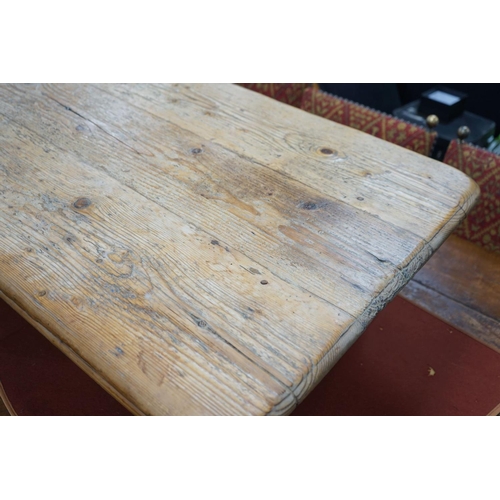 1206 - A 19th century and later rectangular pine coffee table fitted drawer, length 140cm, depth 70cm, heig... 