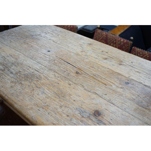 1206 - A 19th century and later rectangular pine coffee table fitted drawer, length 140cm, depth 70cm, heig... 