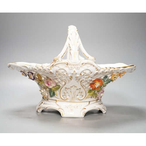 1268 - A Dresden porcelain floral encrusted basket 34cm