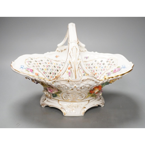 1268 - A Dresden porcelain floral encrusted basket 34cm